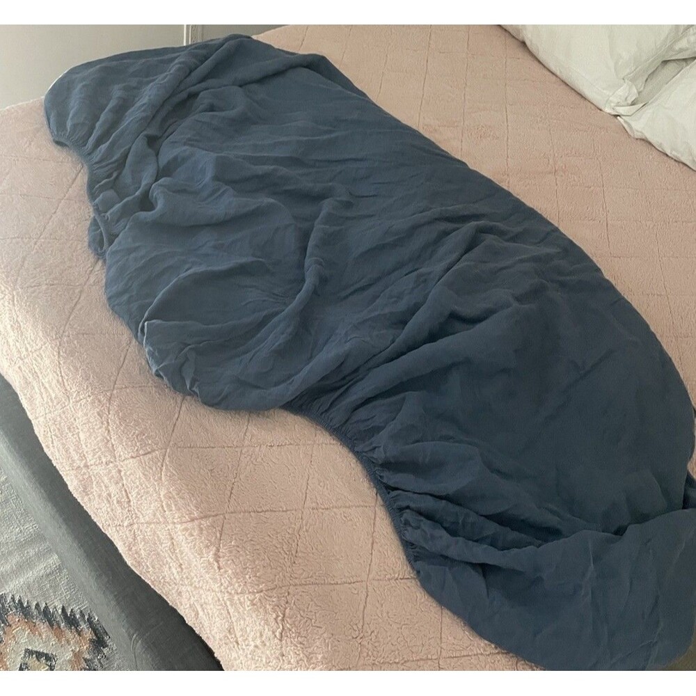 Brooklinen Queen Blue Linen Fitted Sheet Quiet Luxury Home Decor Summer